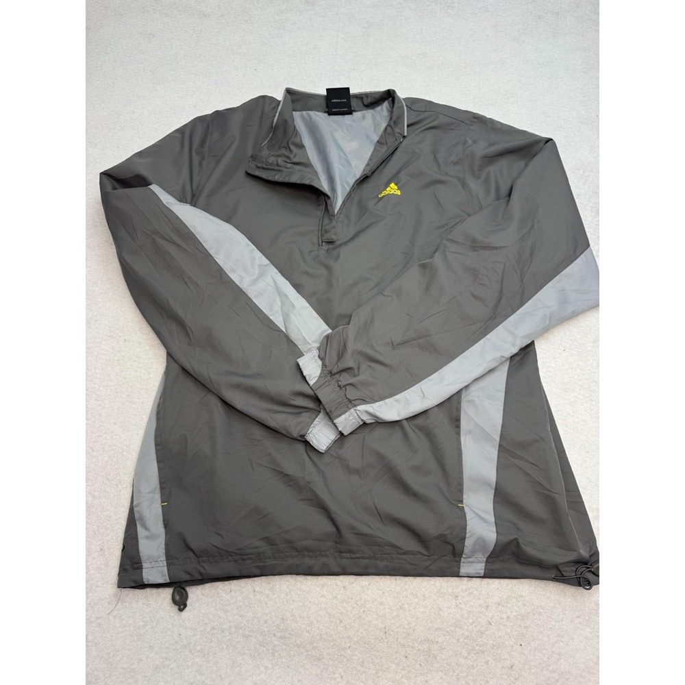 Adidas Jacket Mens Large Gray 1/4 Zip ClimaProof Golf Windbreaker Pullover